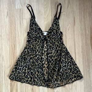 Y2K VICTORIA’S SECRET vintage leopard sheer babydoll cami clasp-front size M